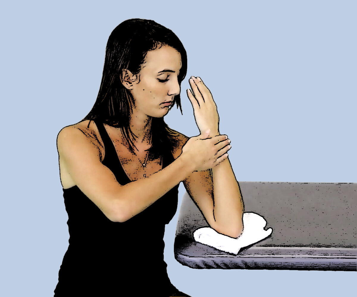 injured elbow passive elbow flexion exercise