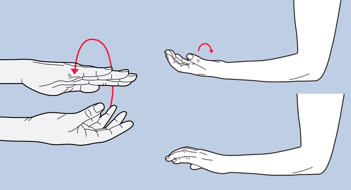 injured elbow wrist turn exercise